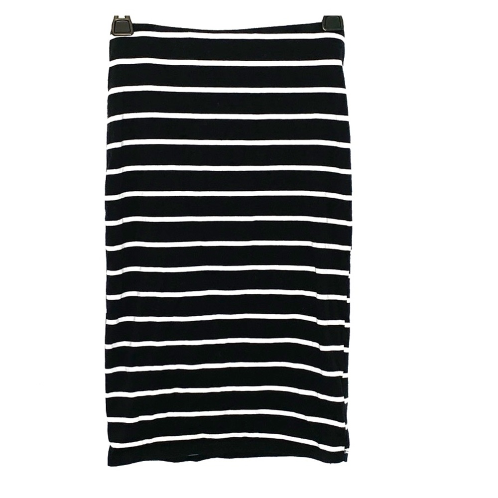 Black and white cotton knee length skirt